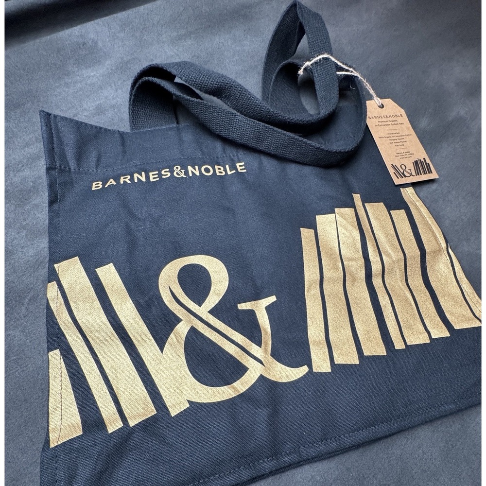 Barnes & Noble Black & Gold Premium Organic Cotton Tote Bag NEW